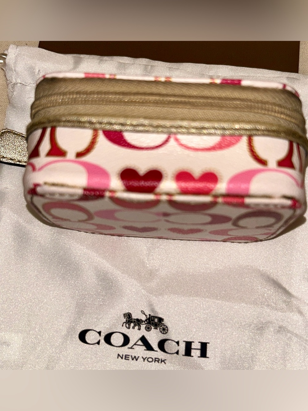 COACH Triple Pill Case Pink Red White with Gold Trim VERY RARE! - Picture 4 of 8